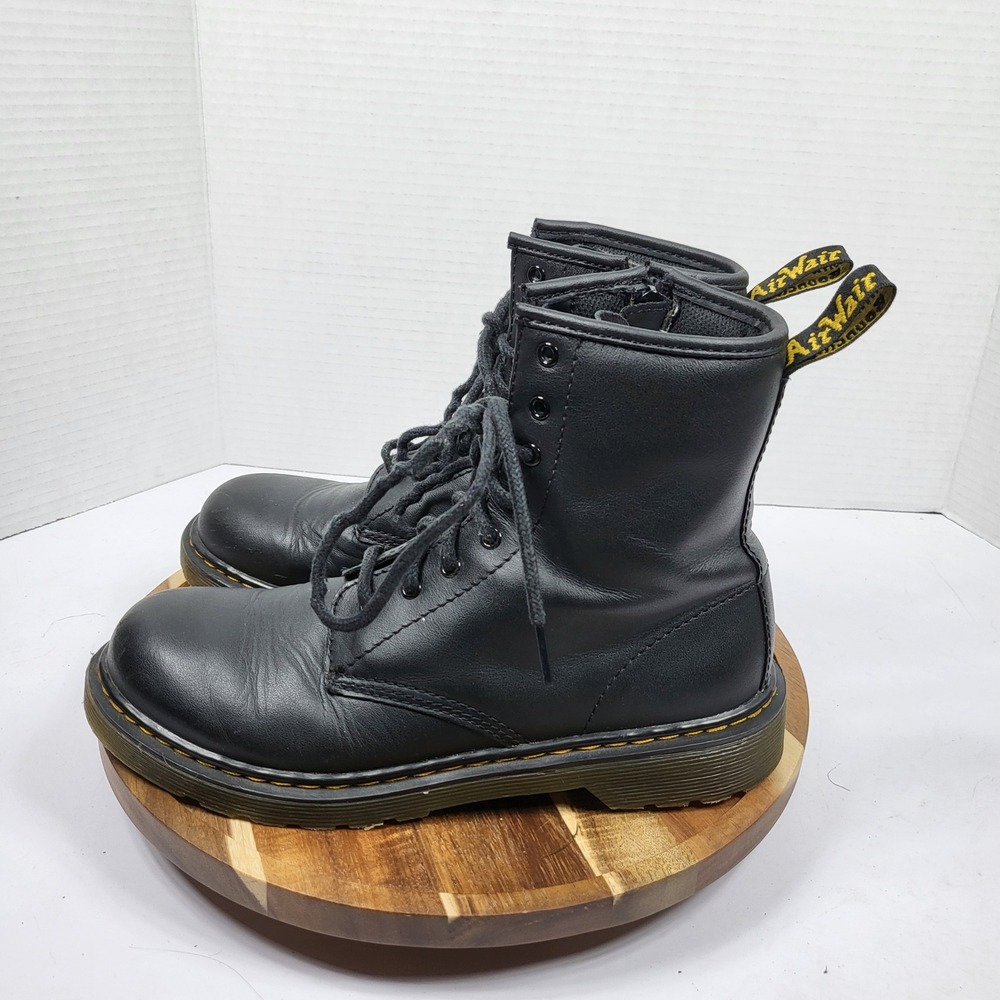 Dr. Martens 1460 Y Combat Boots Womens 6 Black Excellent Side Zip Leather
